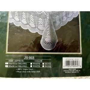 HomeTrends Vinyl Crochet Tablecloth Bone Lace Oblong 54x72 JS-923 New